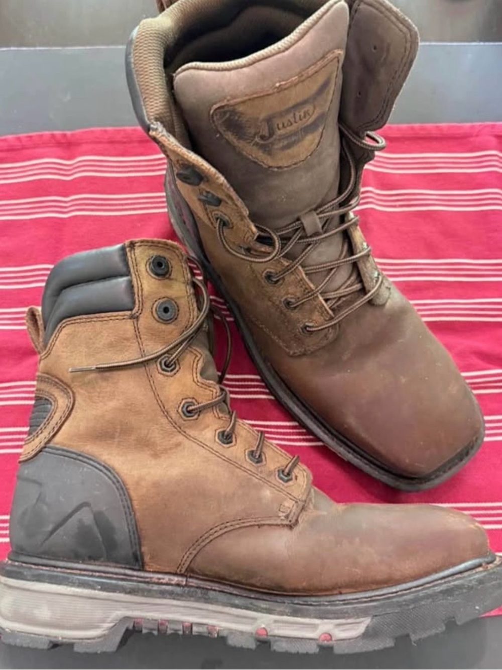 Justin Boots Brown Lace-Up Work Steel Toe Safety Boots